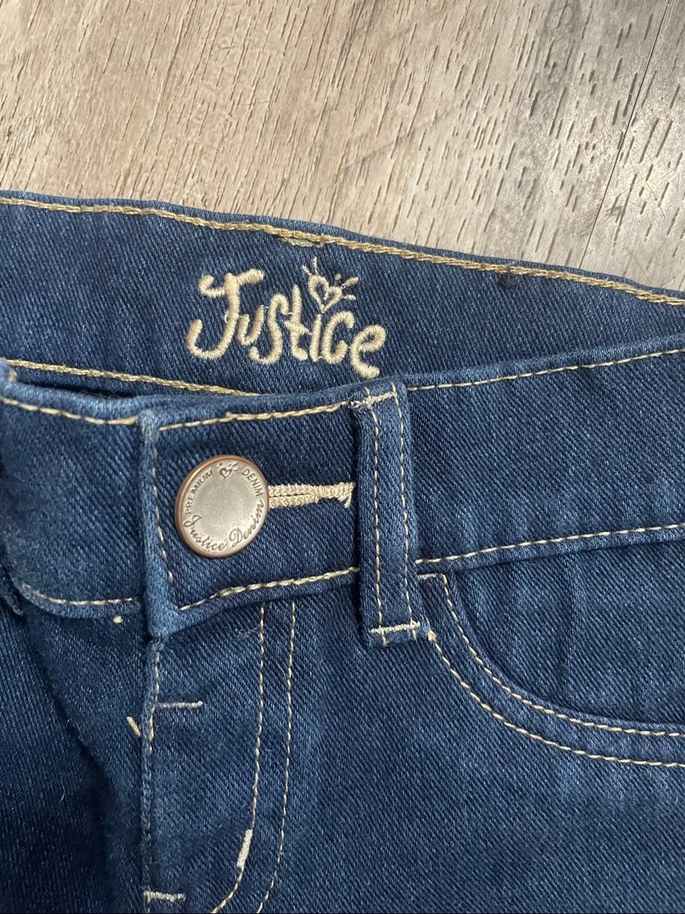 Justice Dark Blue Denim Jeans with Contrast Stitching